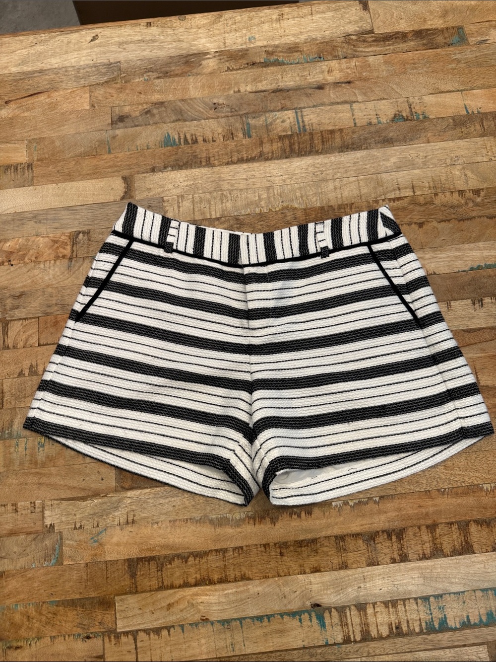 Elle Black & White Striped High-Waist Shorts